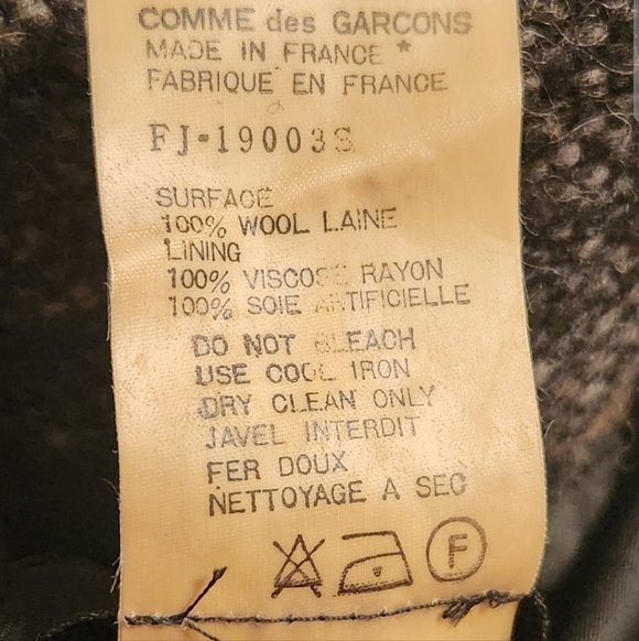 Comme des Garsons France Gray Wool Tweed Collared Short Vest size S - Picture 6 of 14